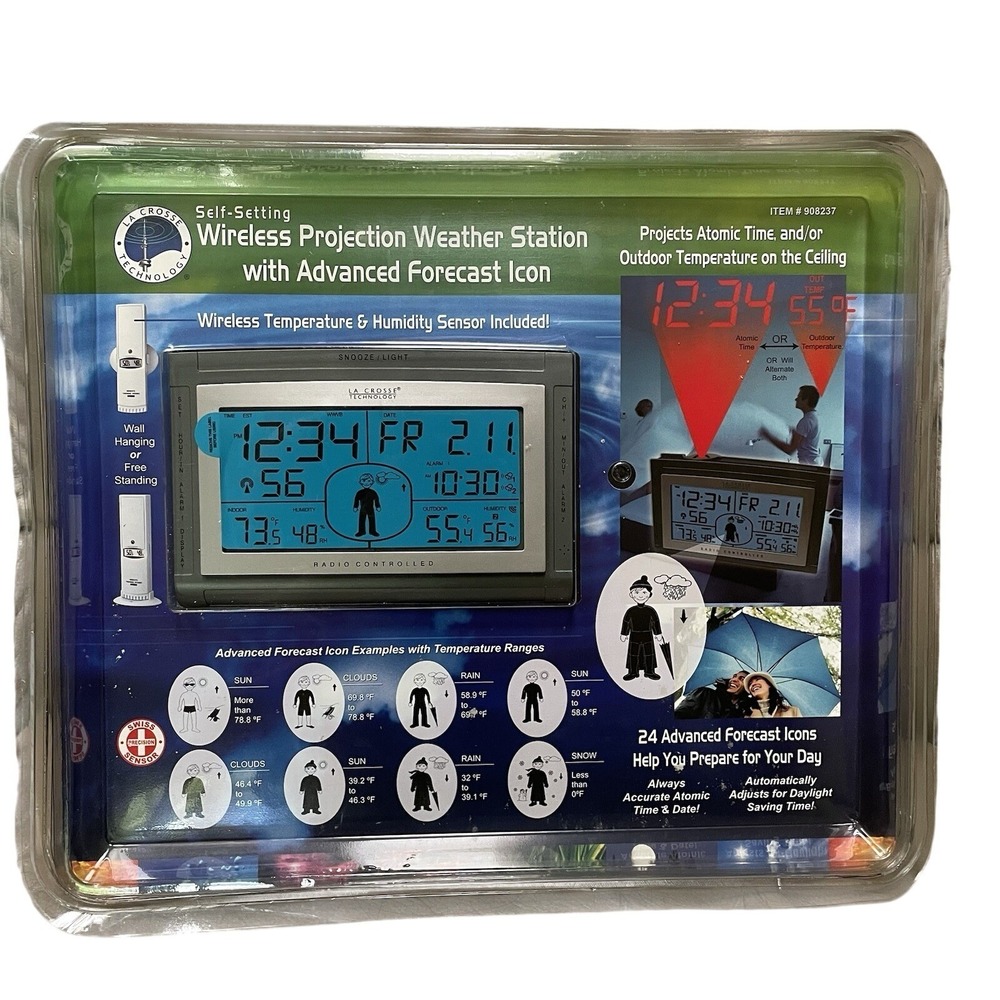 NEW La Crosse W908237 Wireless Projection Weather Station w/ Advanced Forecast